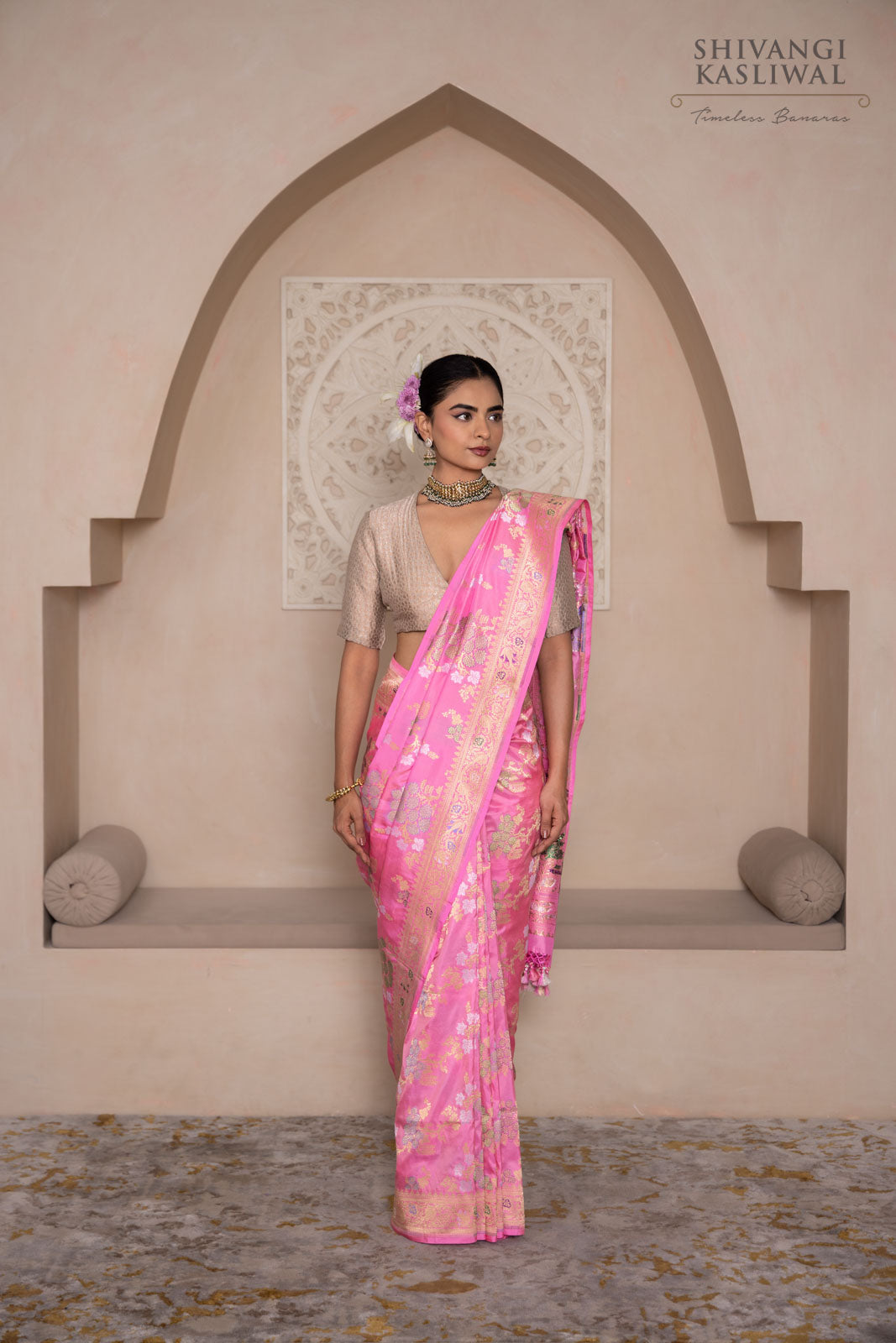 Baby Pink Handwoven Banarasi Silk Saree