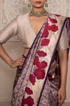 Purple Handwoven Banarasi Silk Saree