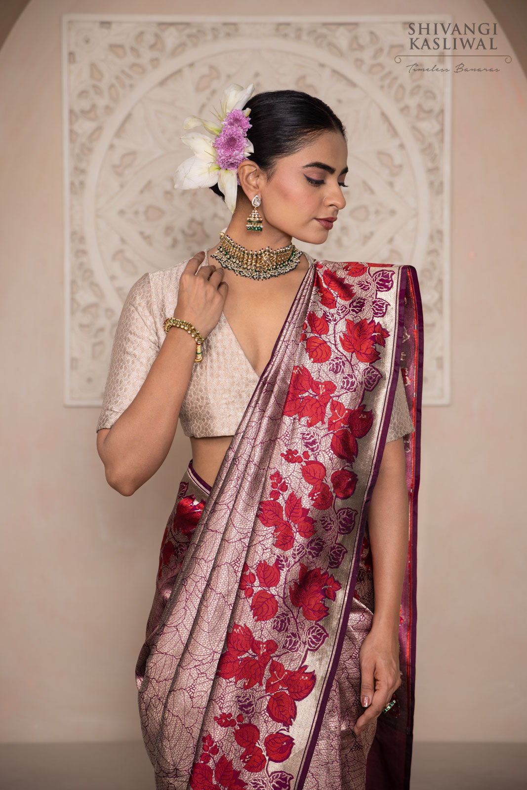 Wine Handwoven Banarasi Silk Saree