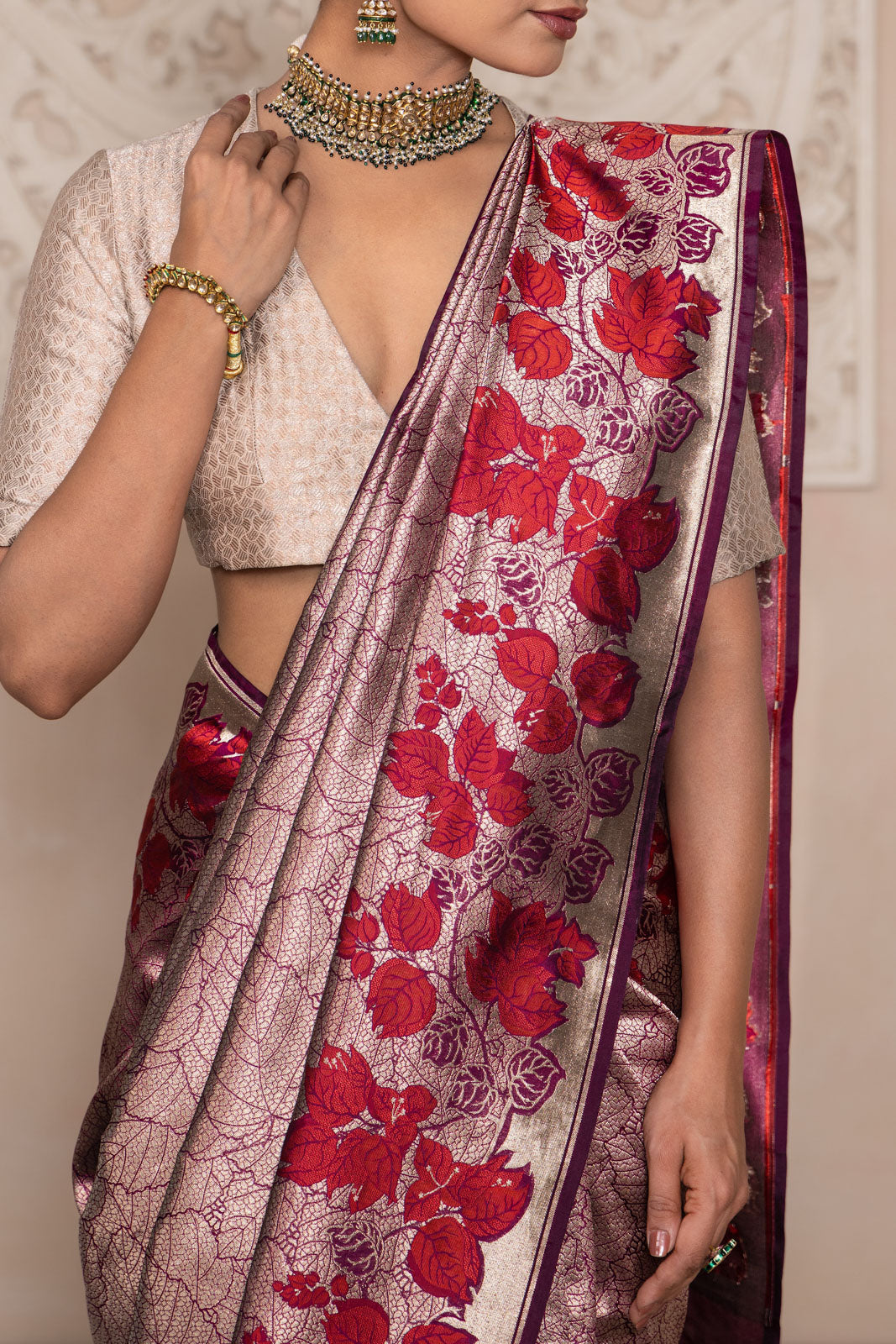 Wine Handwoven Banarasi Silk Saree