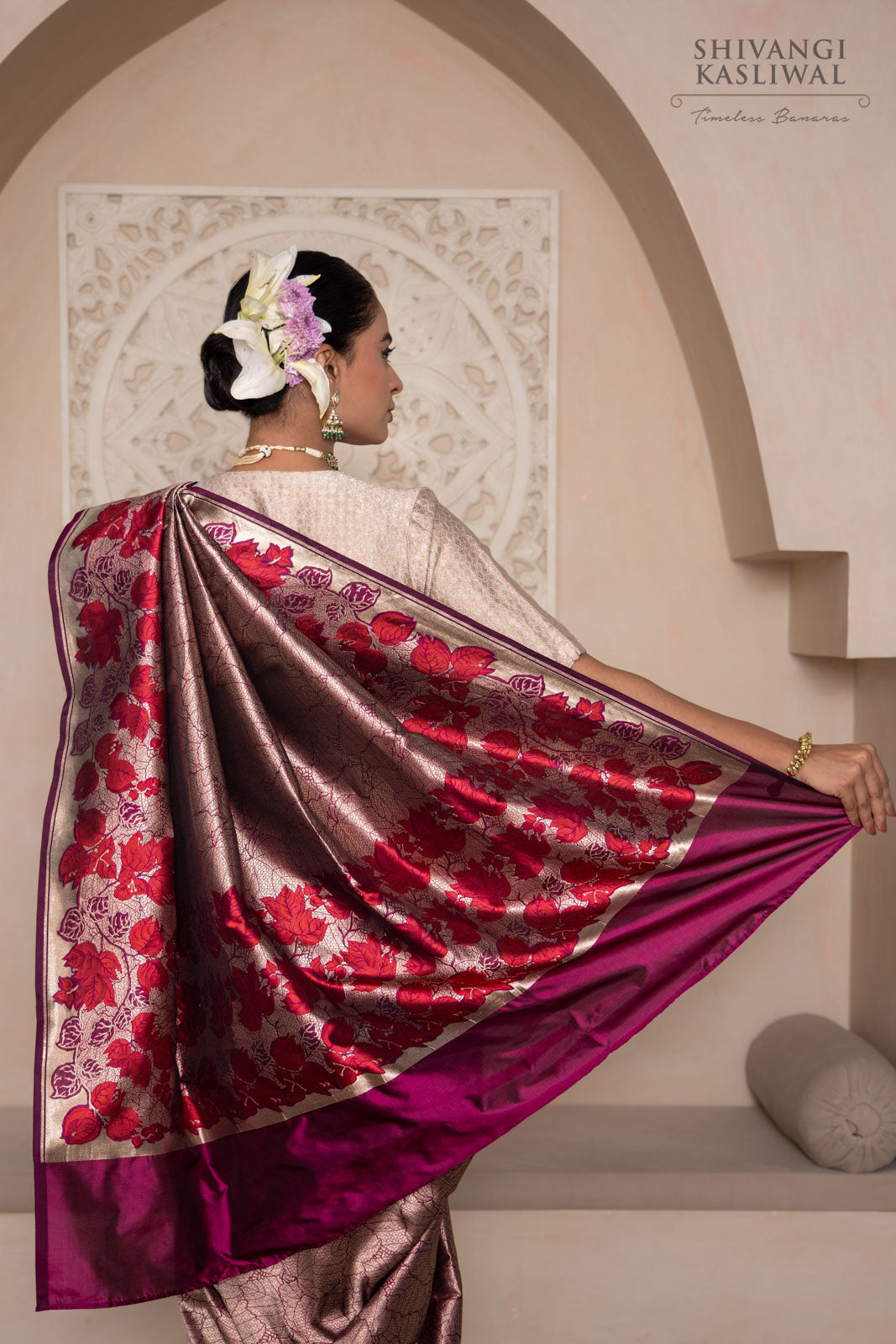 Wine Handwoven Banarasi Silk Saree