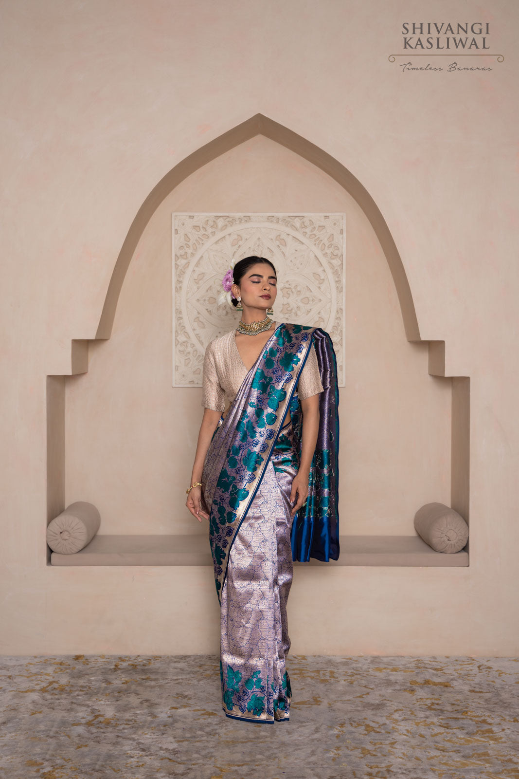Navy Blue Handwoven Banarasi Silk Saree