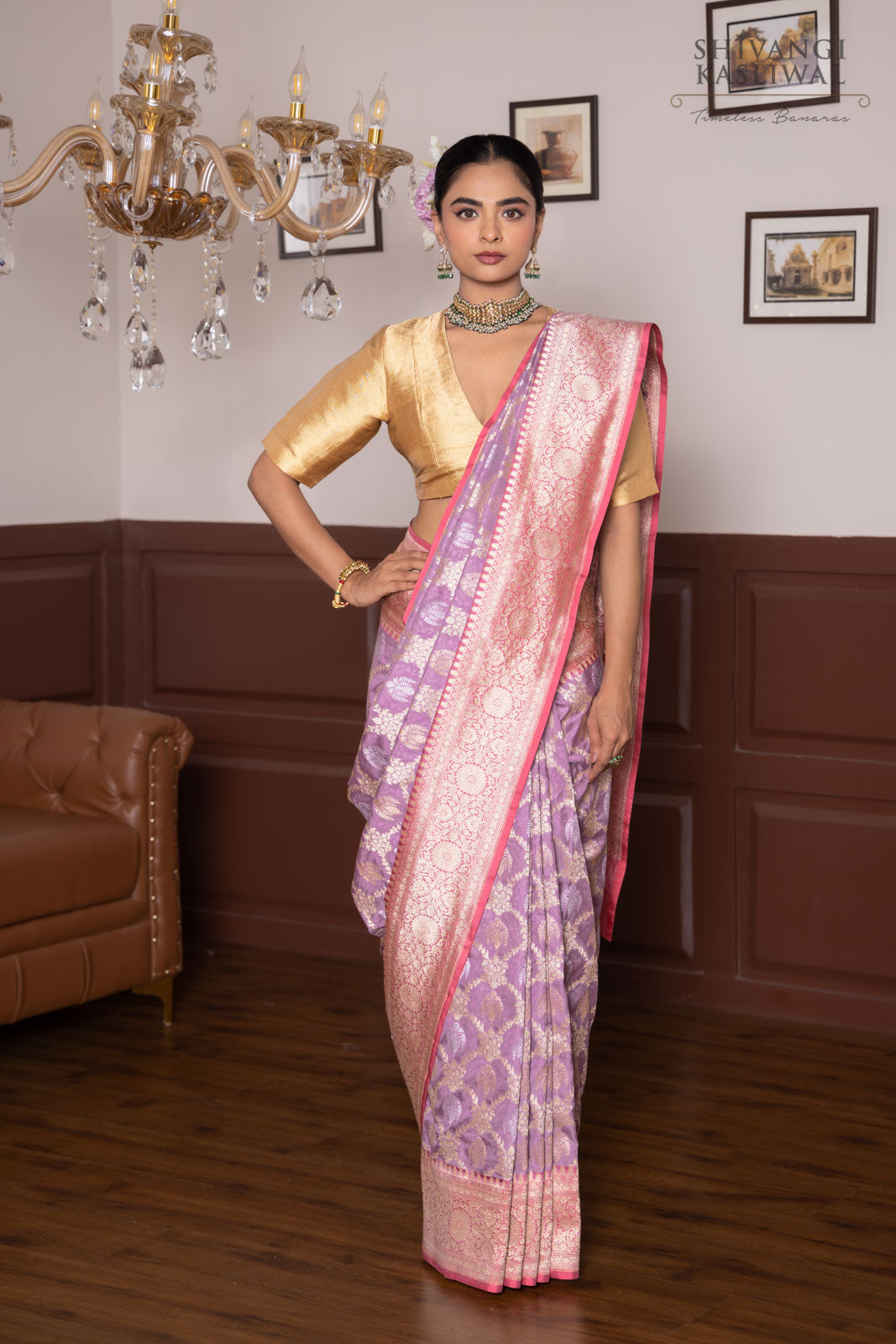 Lilac Handwoven Banarasi Silk Saree