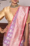 Lilac Handwoven Banarasi Silk Saree