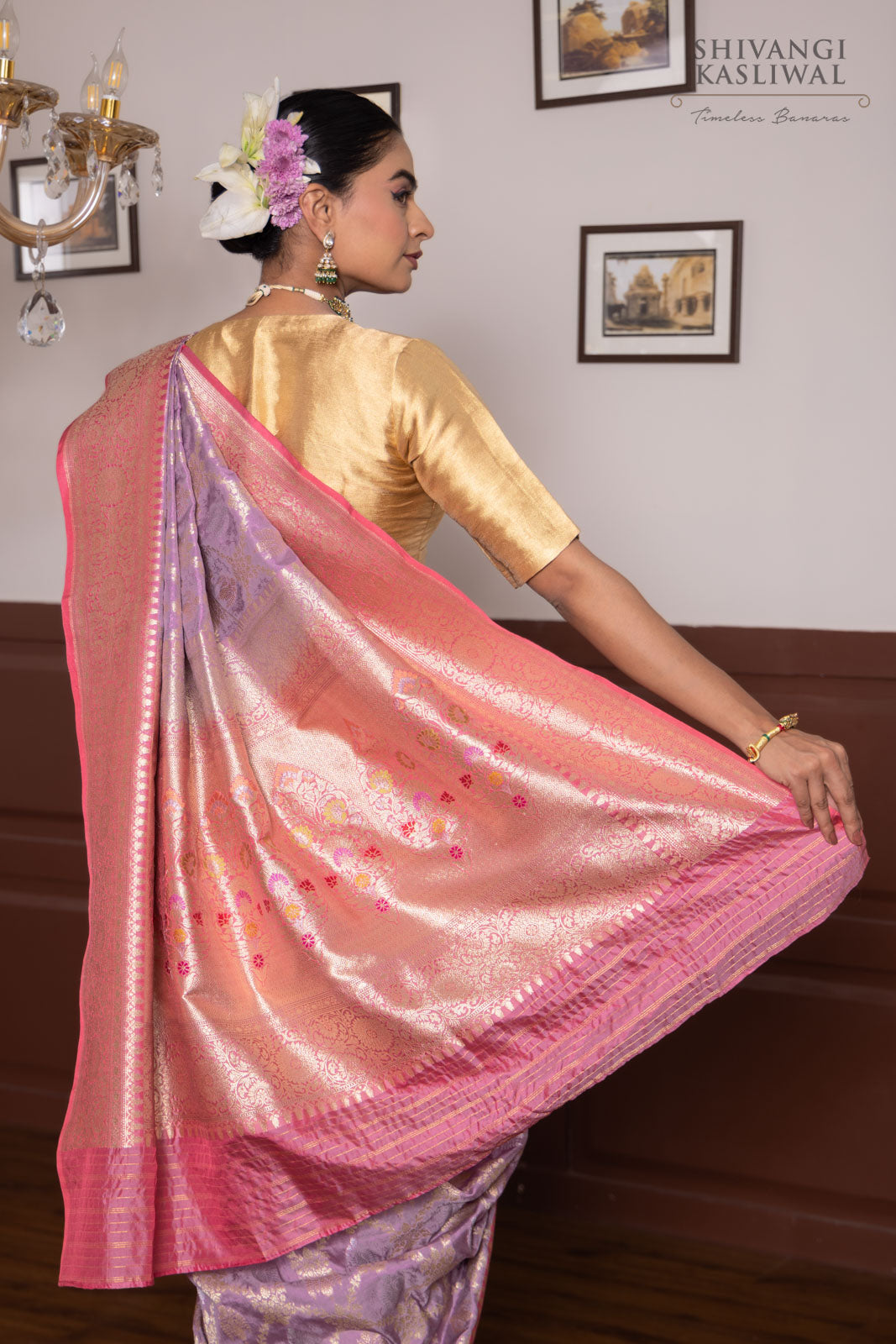 Lilac Handwoven Banarasi Silk Saree