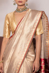 Grey Handwoven Banarasi Tissue Silk Saree