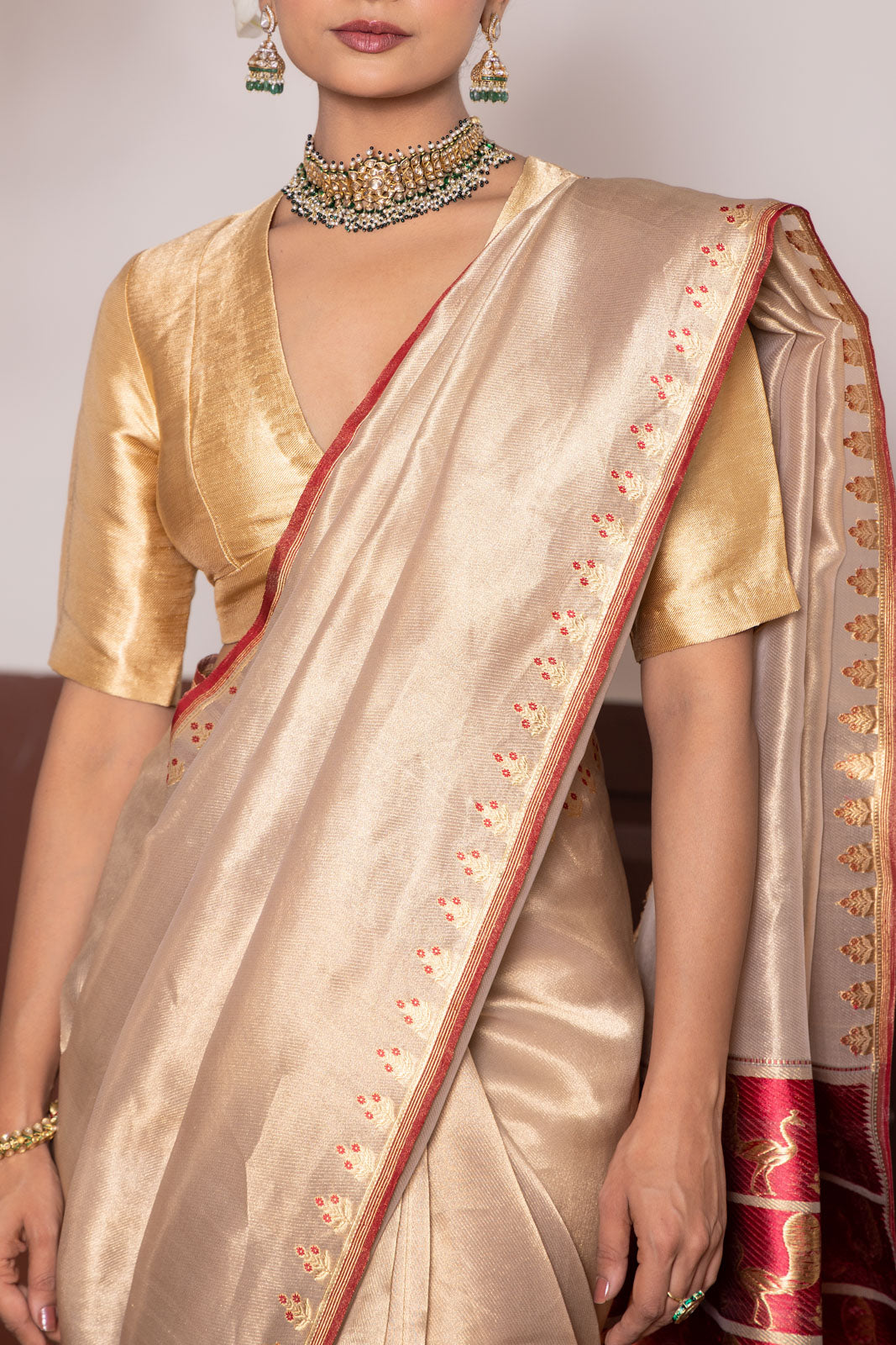 Grey Handwoven Banarasi Tissue Silk Saree