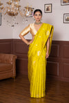 Lime Green Handwoven Banarasi Pure Silk Saree
