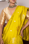 Lime Green Handwoven Banarasi Pure Silk Saree