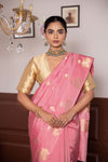 Pink  Handwoven Banarasi Pure Silk Saree