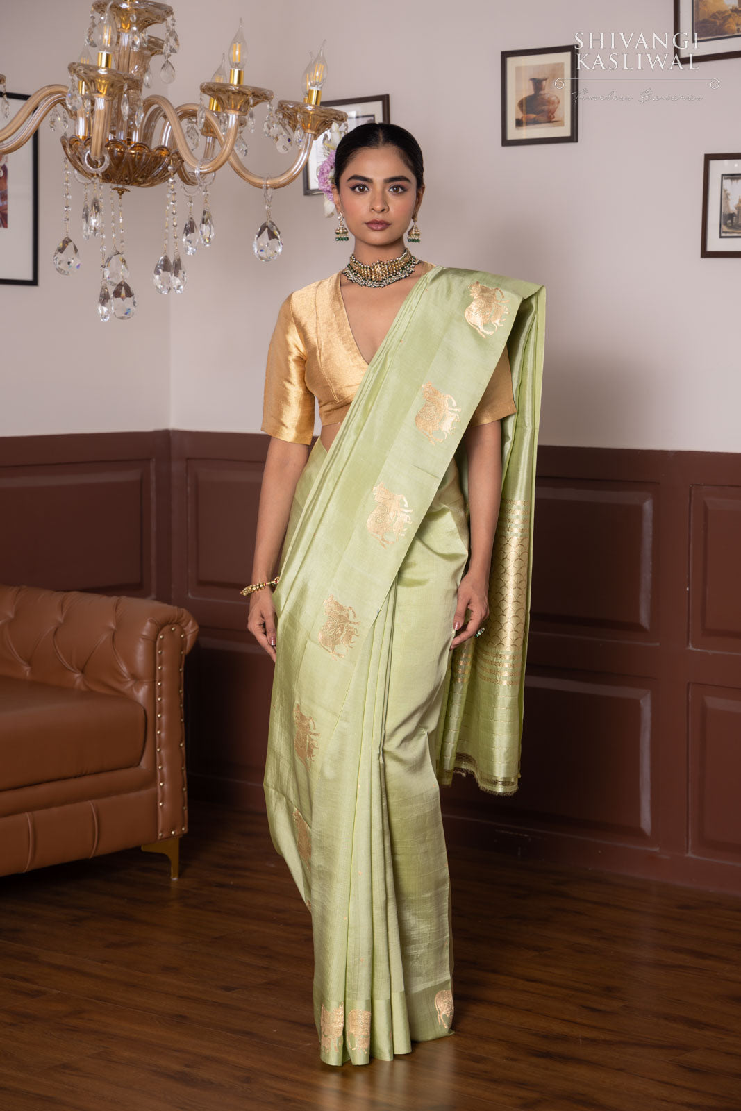 Pista Green Handwoven Banarasi Pure Silk Saree