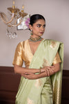 Pista Green Handwoven Banarasi Pure Silk Saree