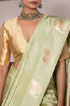 Pista Green Handwoven Banarasi Pure Silk Saree