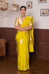 Lime Green Handwoven Banarasi Pure Silk Saree