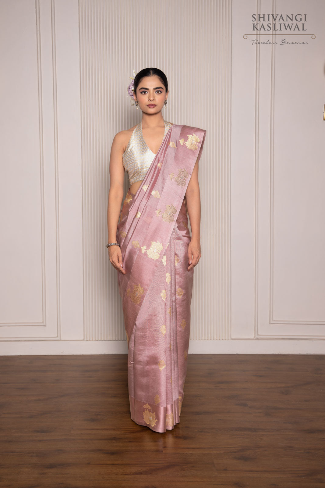 Onion Pink Handwoven Banarasi Silk Saree