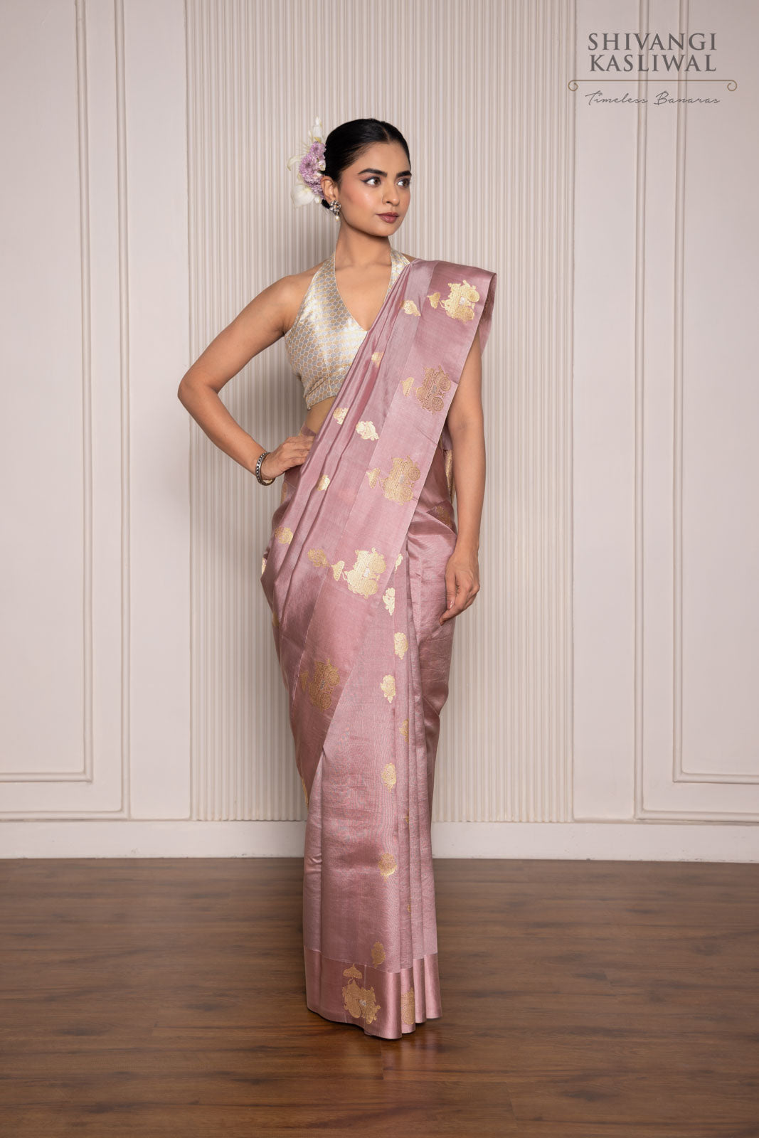 Onion Pink Handwoven Banarasi Silk Saree