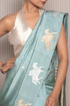 Powder Blue Handwoven Banarasi Pure Silk Saree
