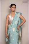 Powder Blue Handwoven Banarasi Pure Silk Saree