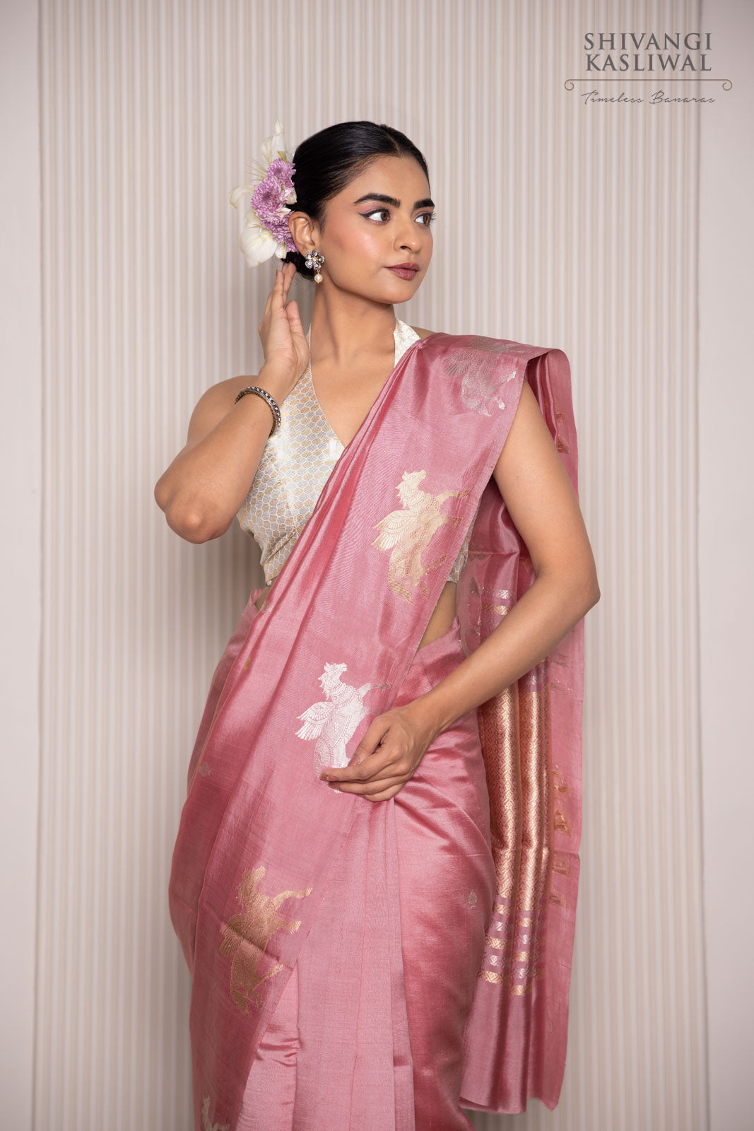Pink Handwoven Banarasi Silk Saree