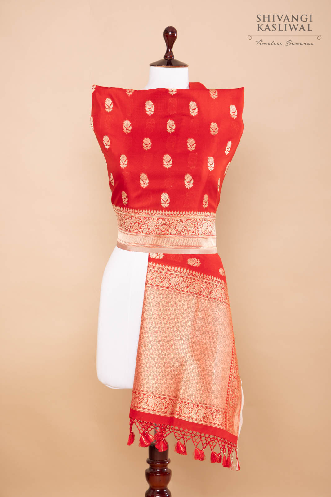 Red Handwoven Banarasi Silk Dupatta