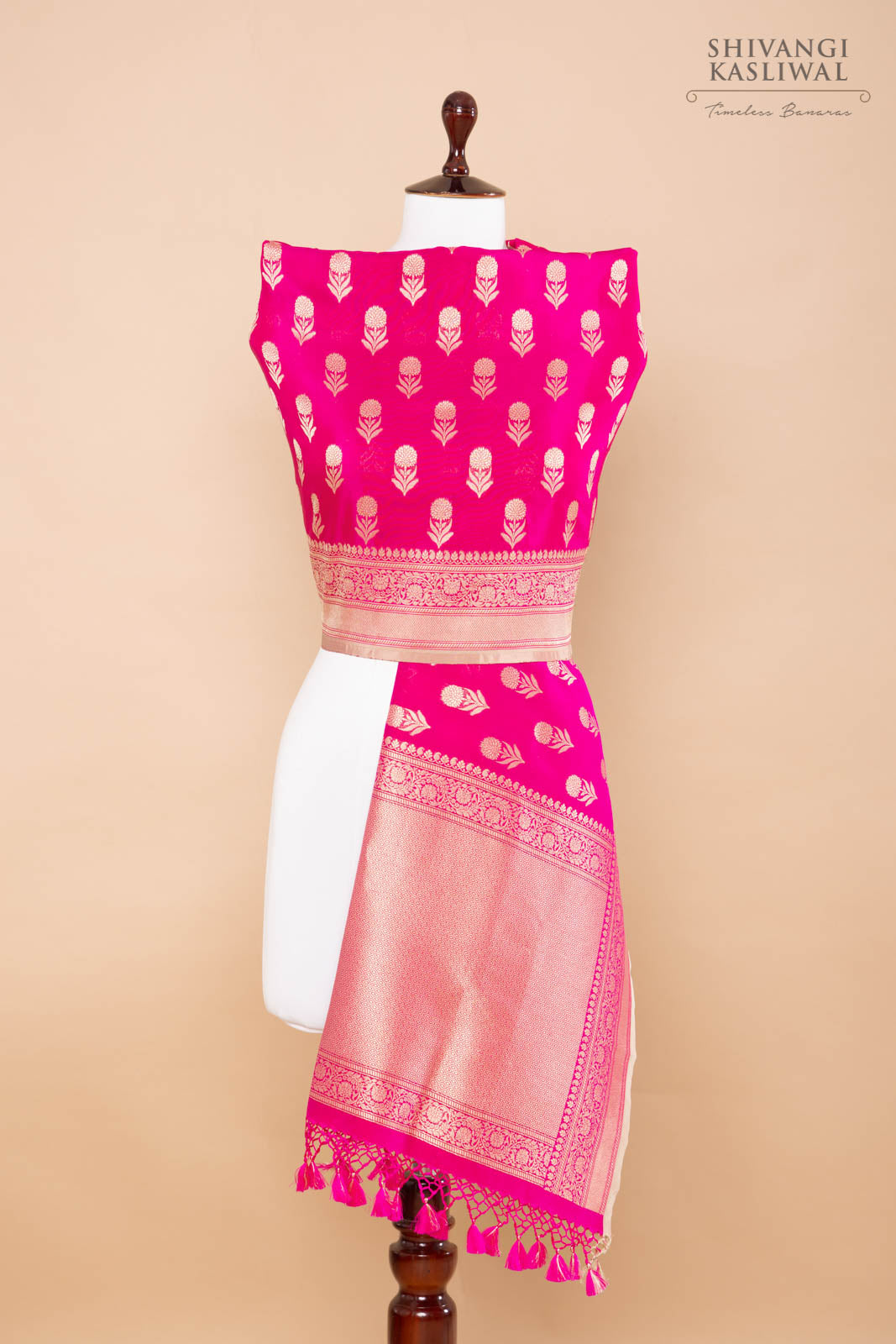 Pink Handwoven Banarasi Silk Dupatta