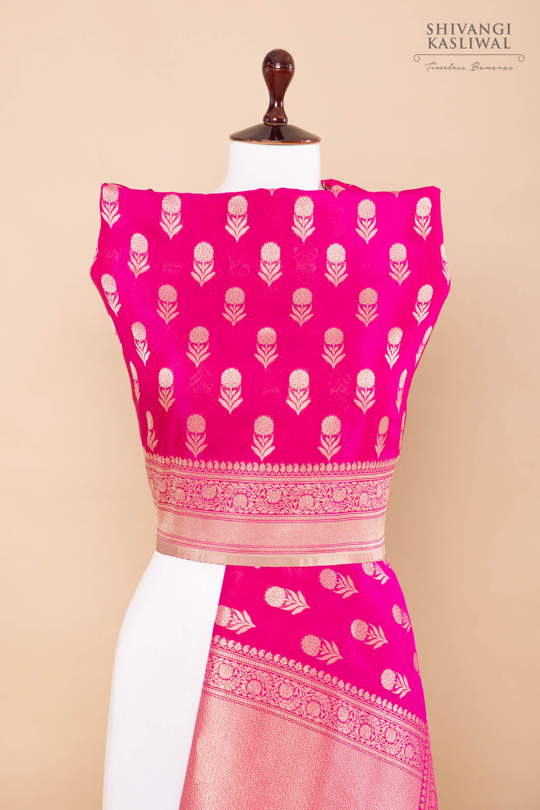 Pink Handwoven Banarasi Silk Dupatta