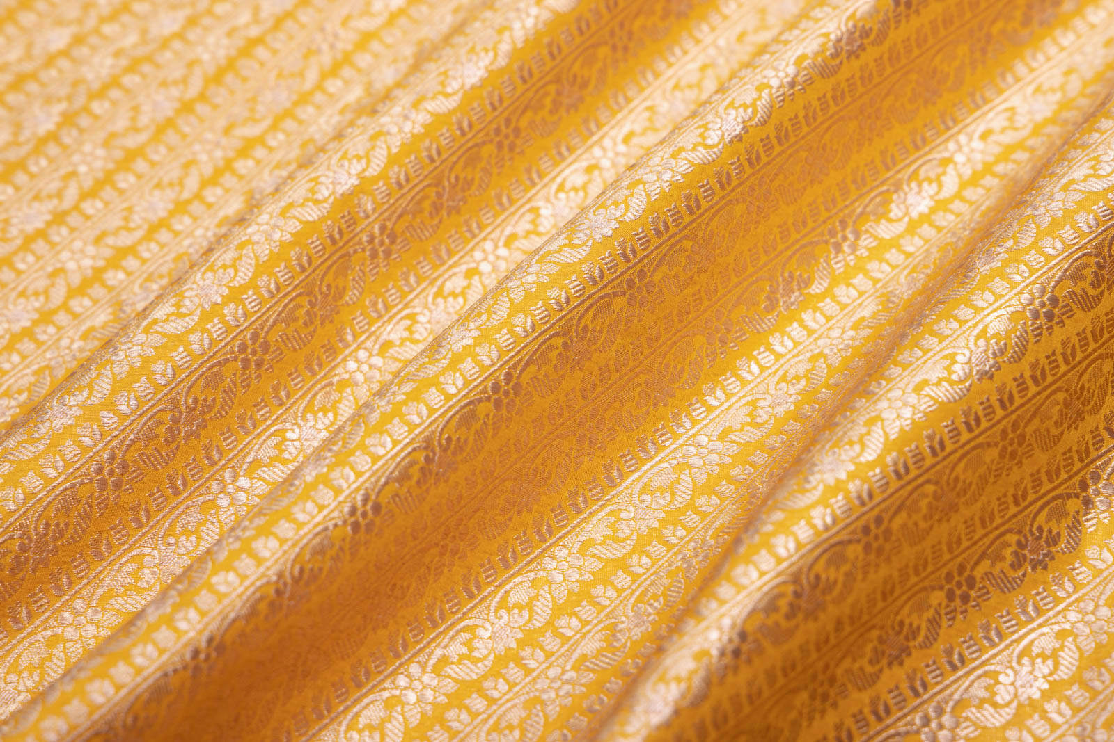 Yellow Handwoven Banarasi Brocade Fabric