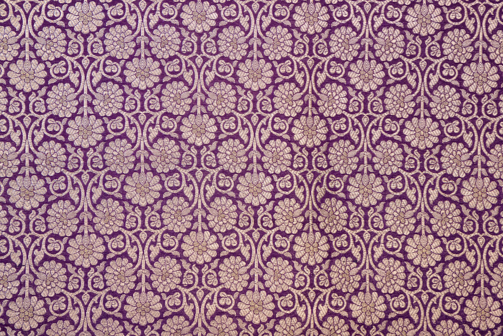 Purple Handwoven Banarasi Brocade Fabric