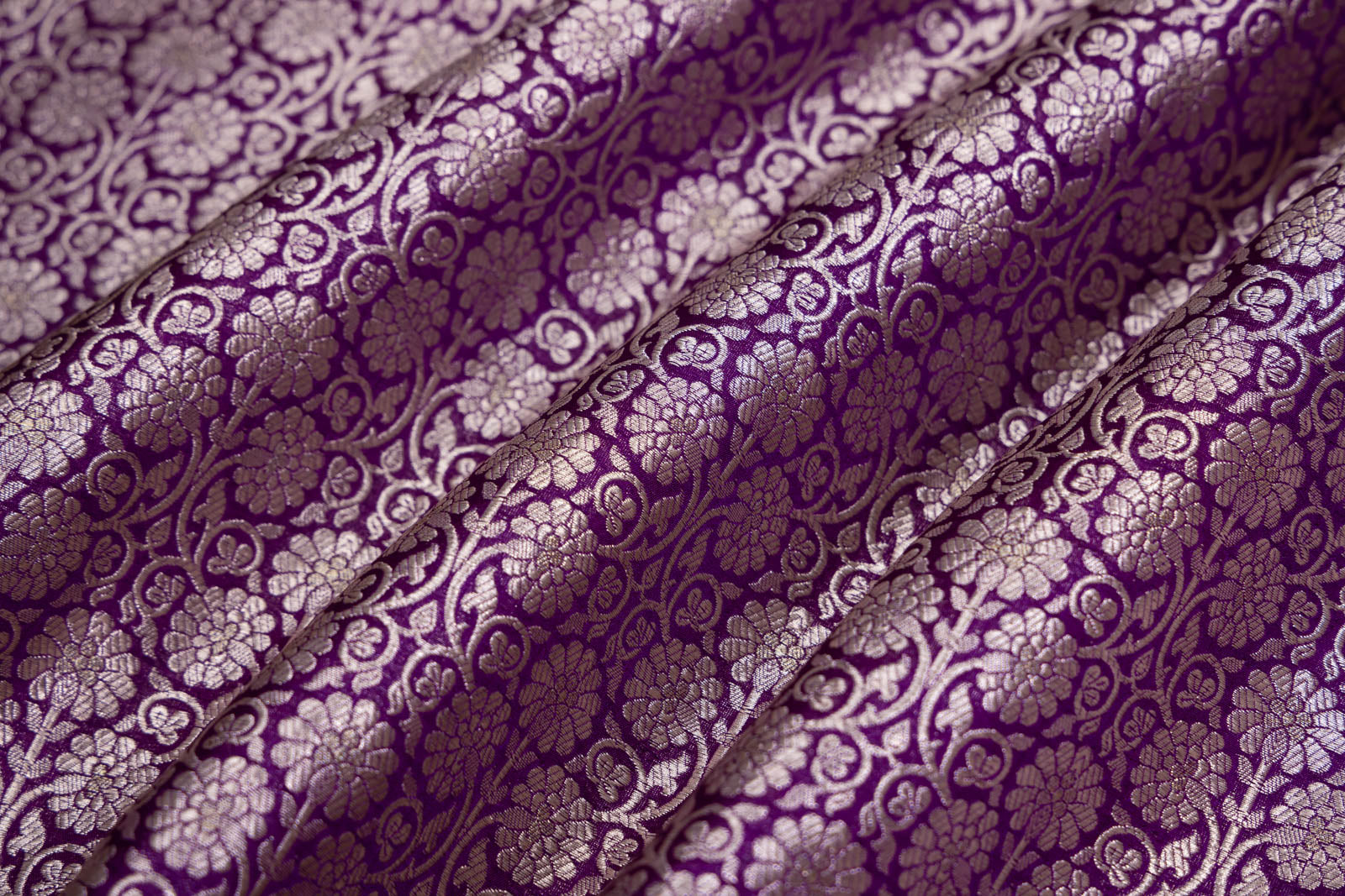 Purple Handwoven Banarasi Brocade Fabric