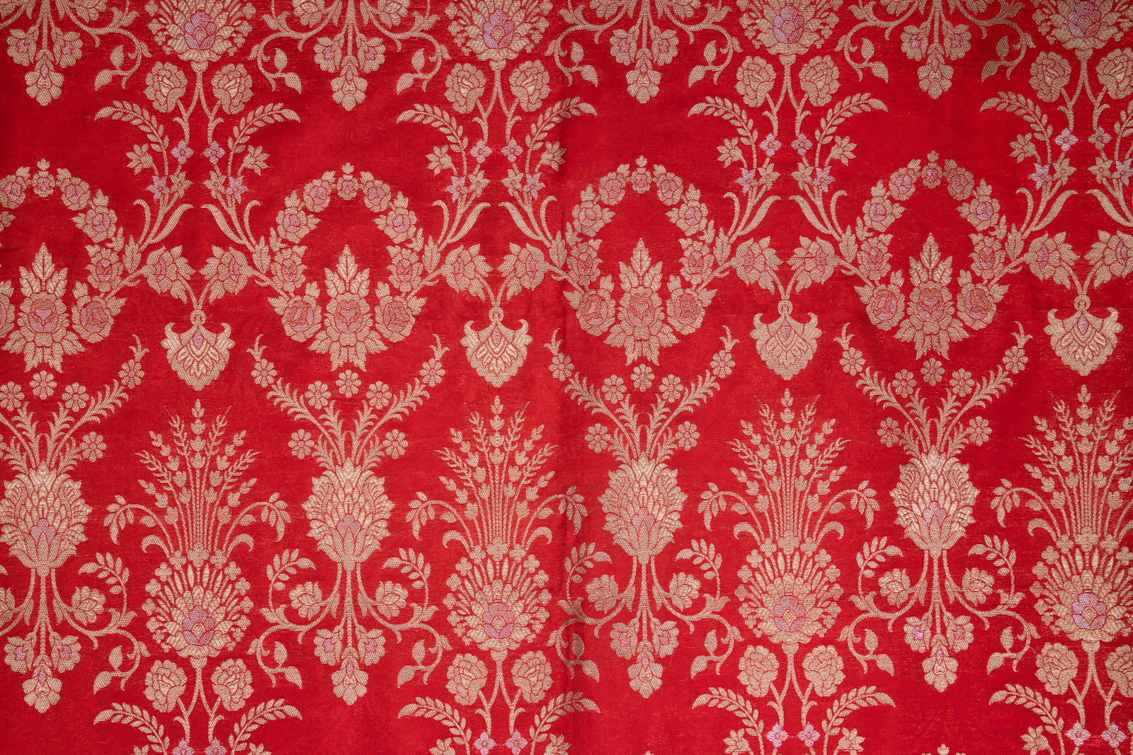 Red Handwoven Banarasi Silk Fabric