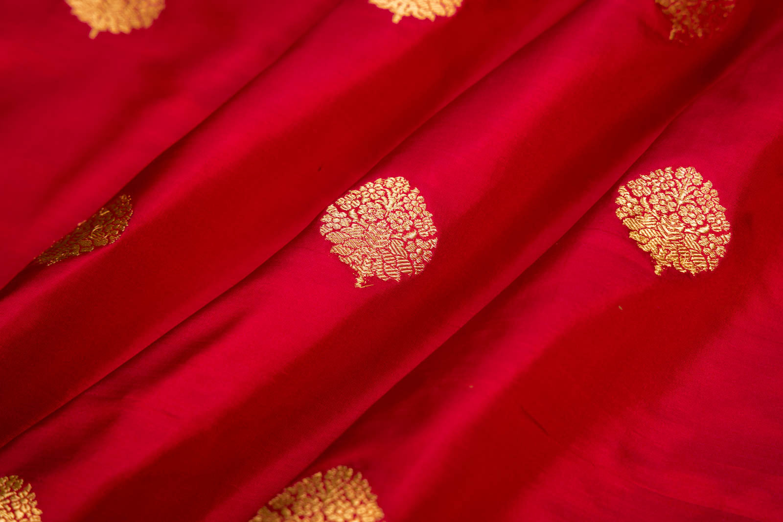 Red Handwoven Banarasi Silk Fabric