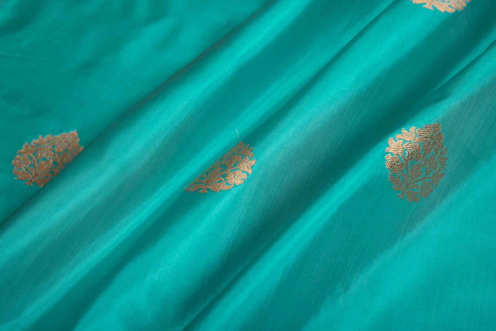 Turquoise Blue Handwoven Banarasi Silk Fabric