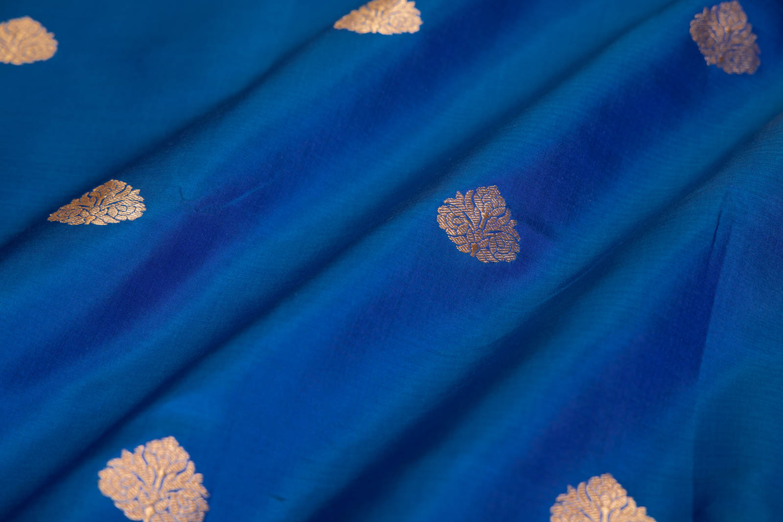 Blue Handwoven Banarasi Silk Fabric