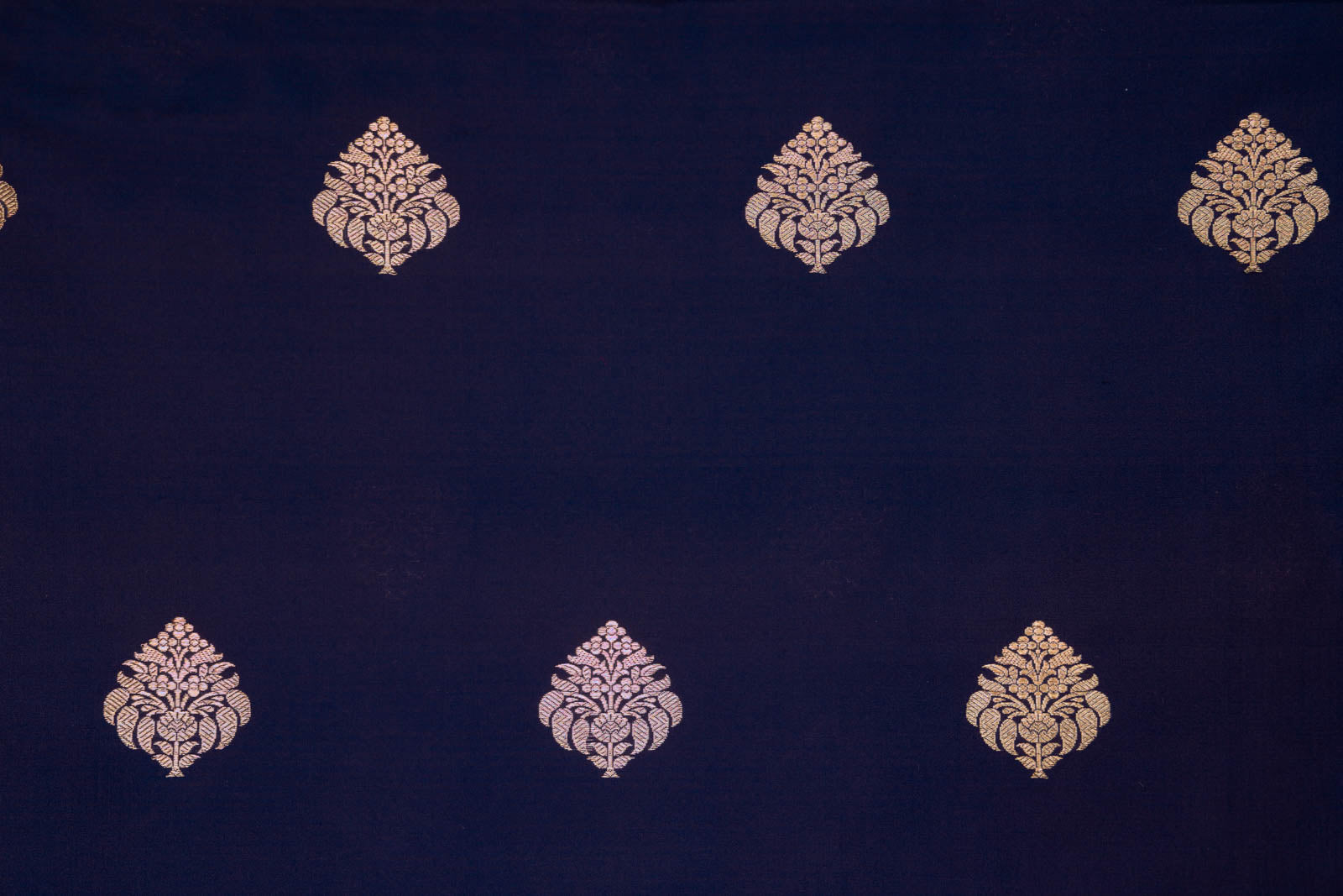 Navy Blue Handwoven Banarasi Silk Fabric