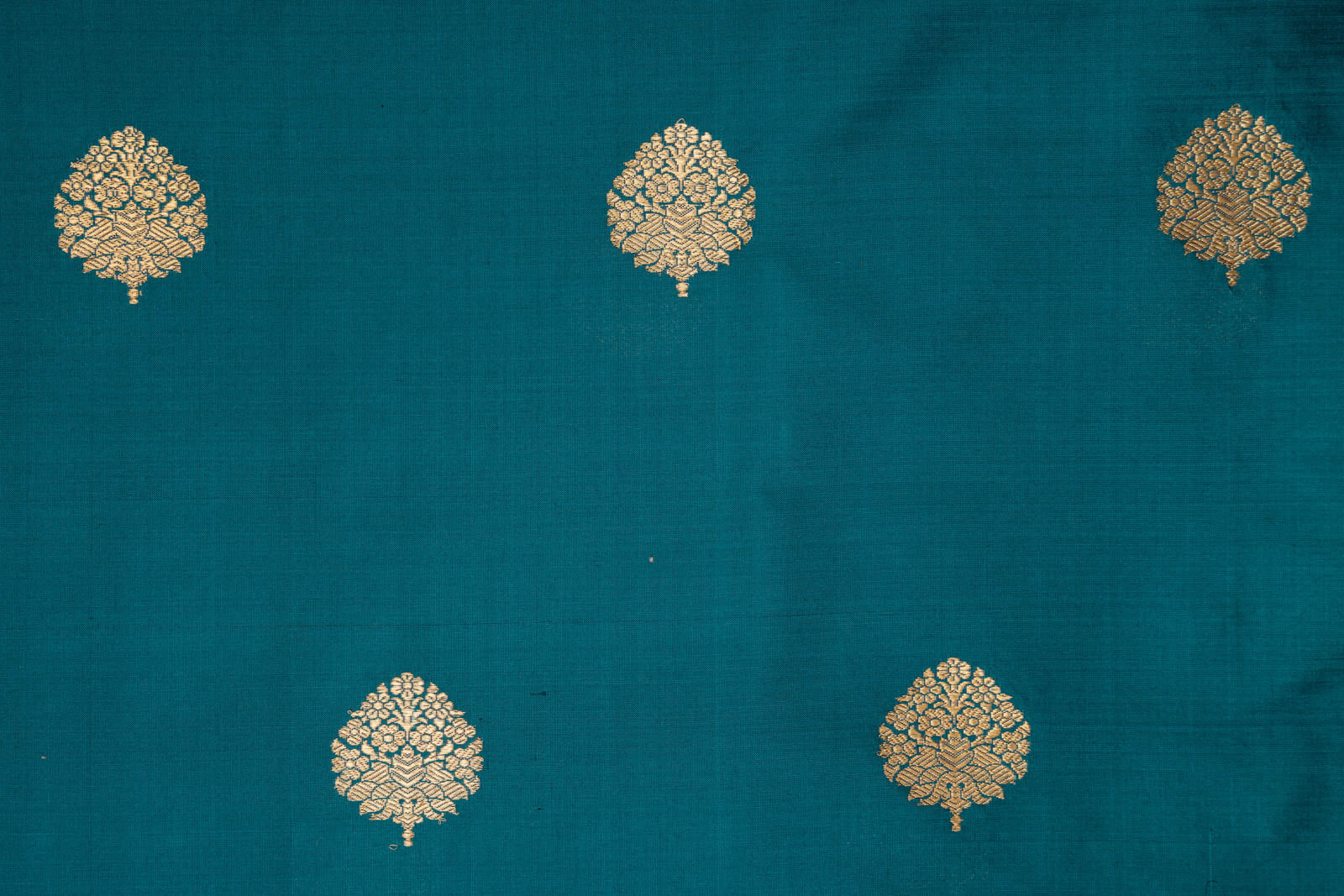 Peacock Blue Handwoven Banarasi Silk Fabric
