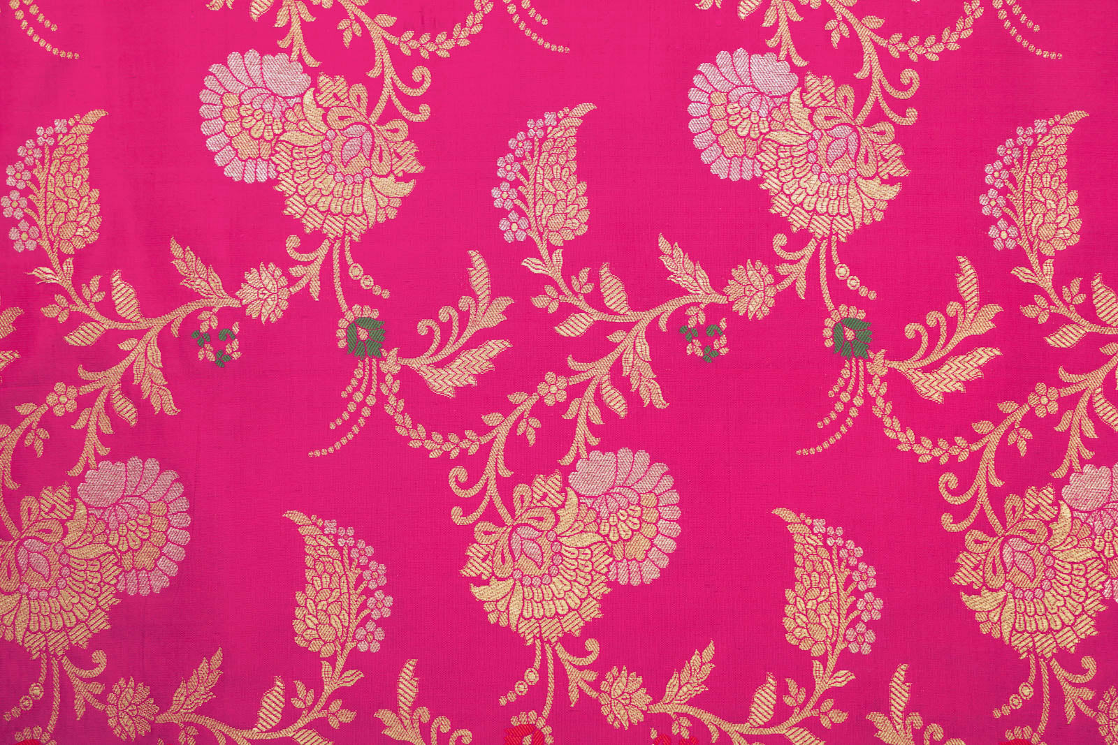Pink Dual Tone Handwoven Banarasi Silk Fabric