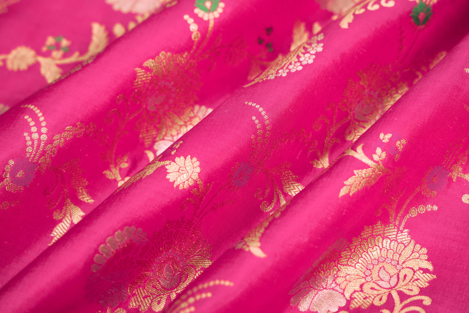 Pink Dual Tone Handwoven Banarasi Silk Fabric