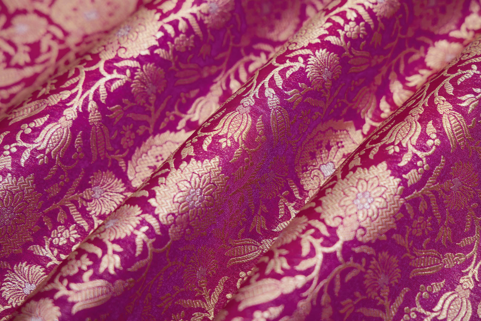 Magenta Pink Handwoven Banarasi Brocade Fabric