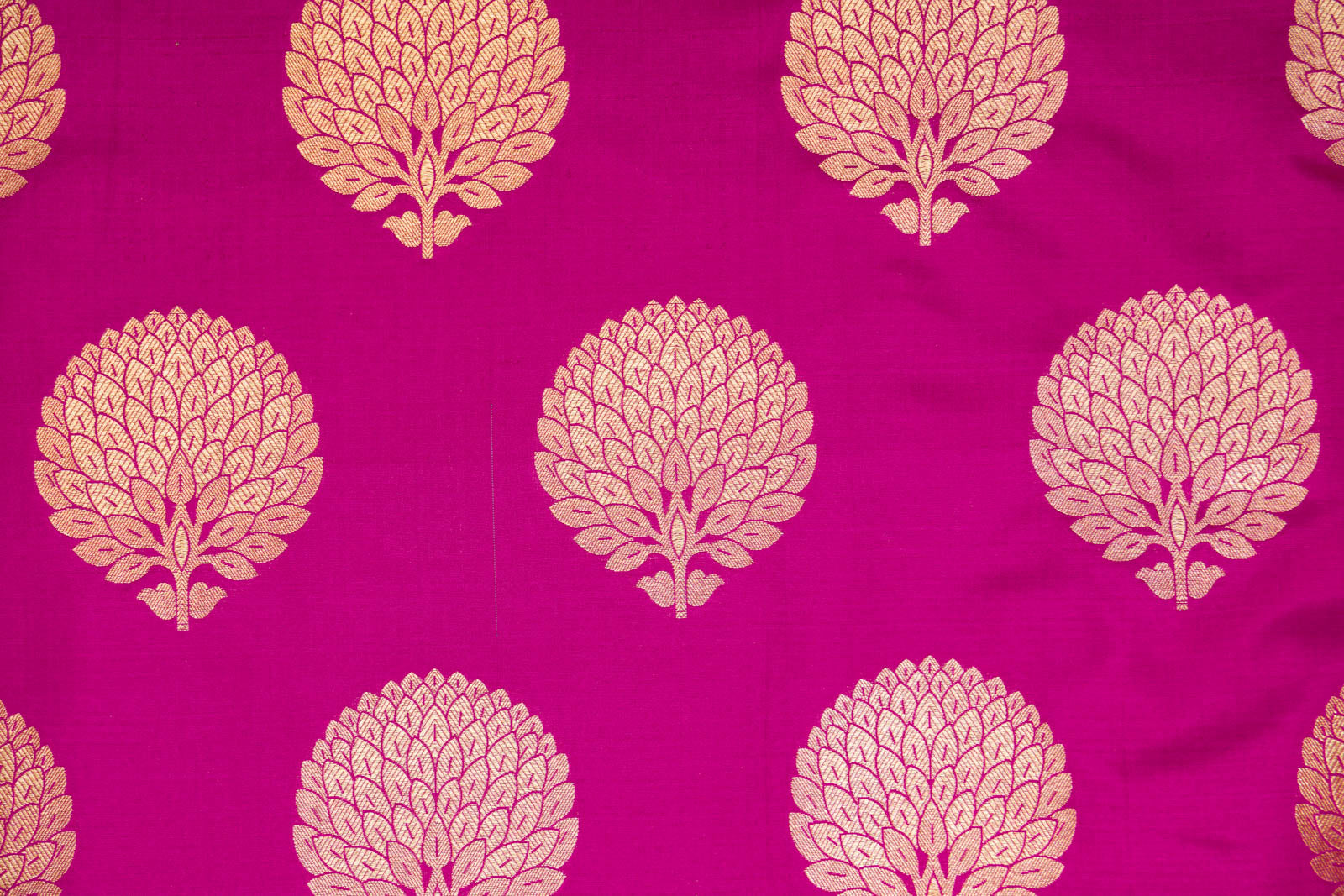 Fuchsia Pink Handwoven Banarasi Silk Fabric