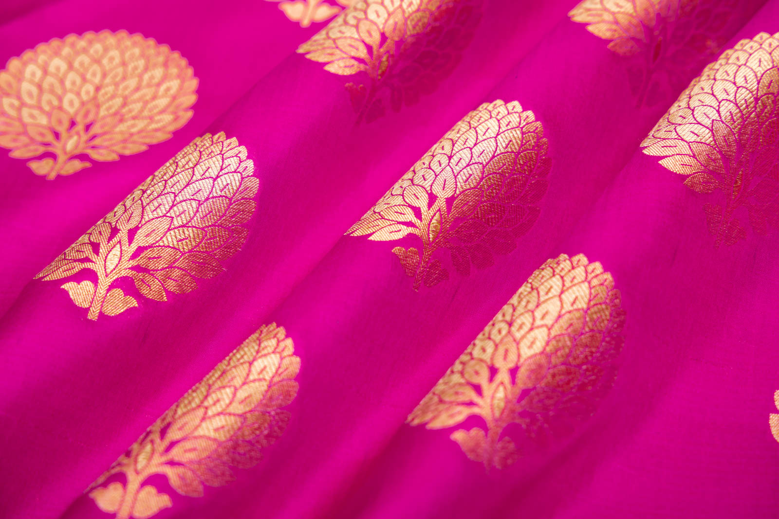Fuchsia Pink Handwoven Banarasi Silk Fabric