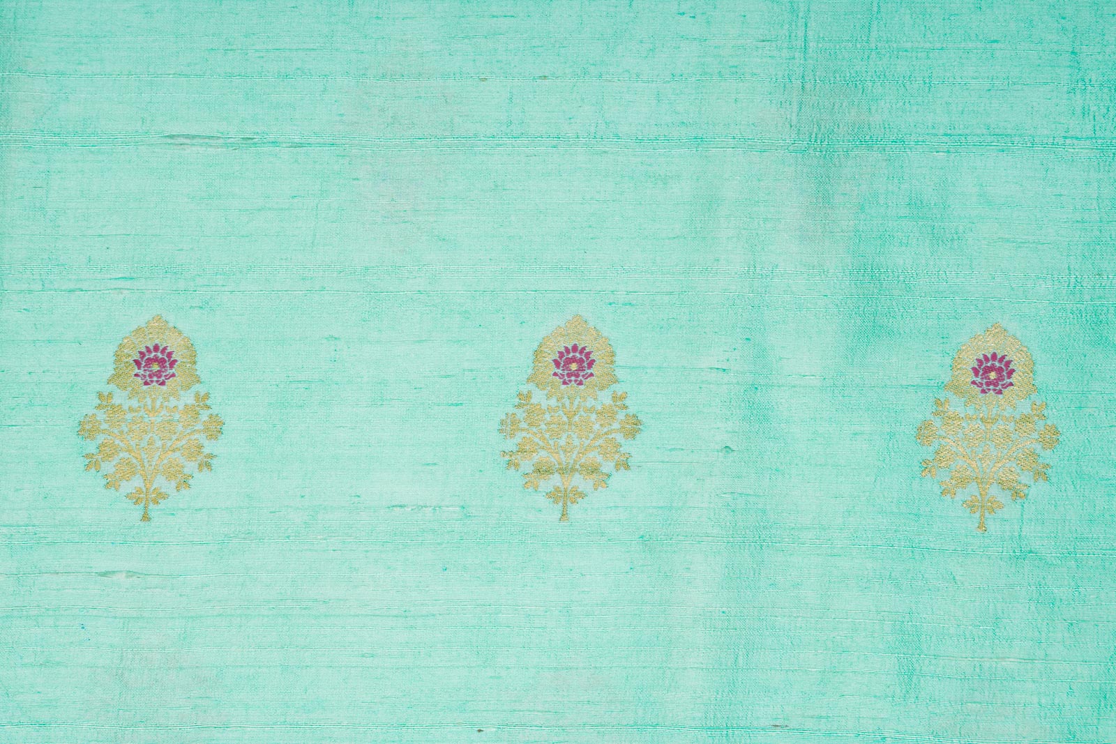 Mint Blue Handwoven Banarasi Raw Silk Fabric