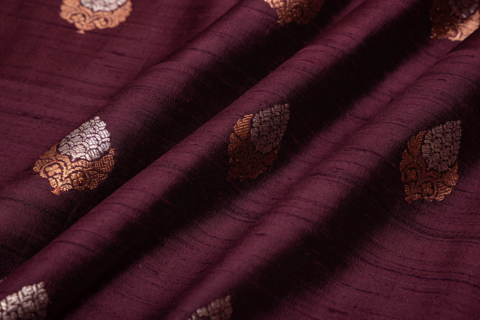 Wine Handwoven Banarasi Raw Silk Fabric