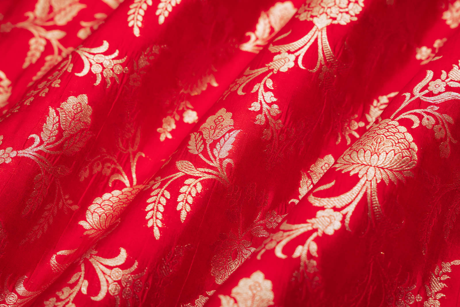 Red Handwoven Banarasi Silk Fabric