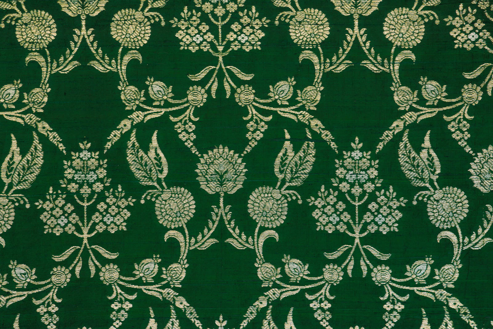 Green Handwoven Banarasi Raw Silk Fabric