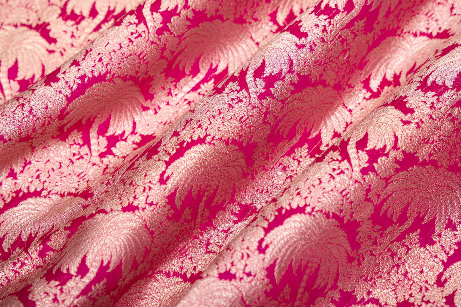 Fuchsia Pink Handwoven Banarasi Silk Fabric