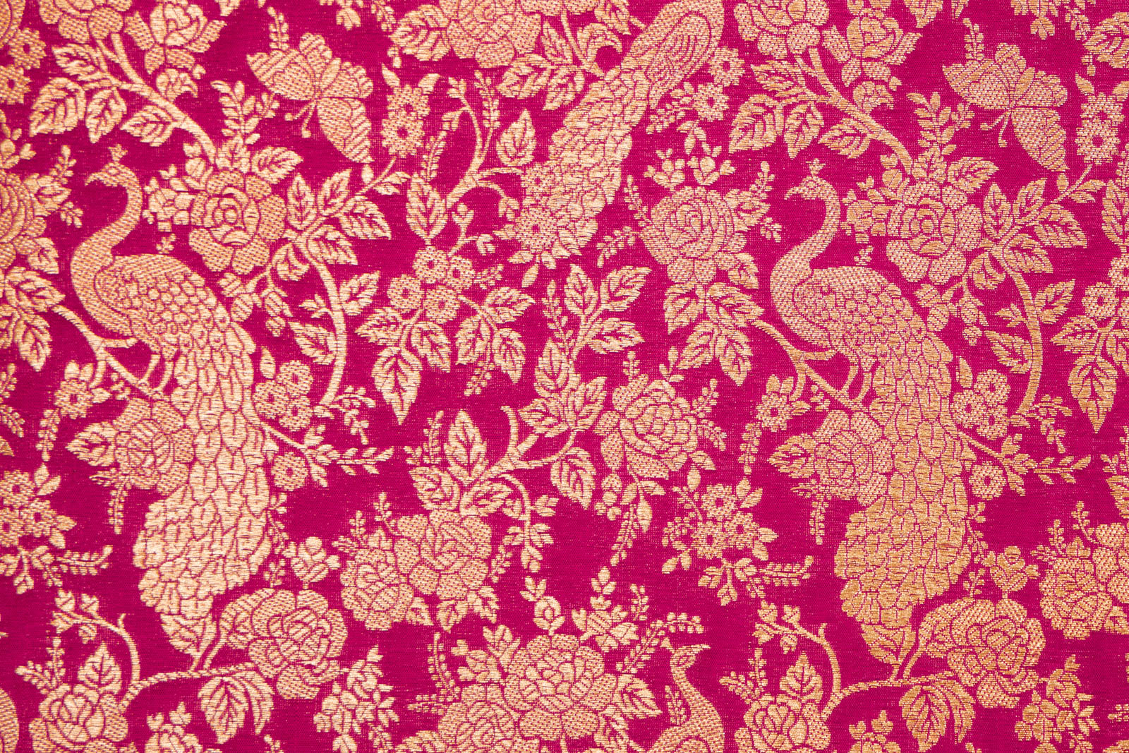 Fuchsia Pink Handwoven Banarasi Silk Fabric