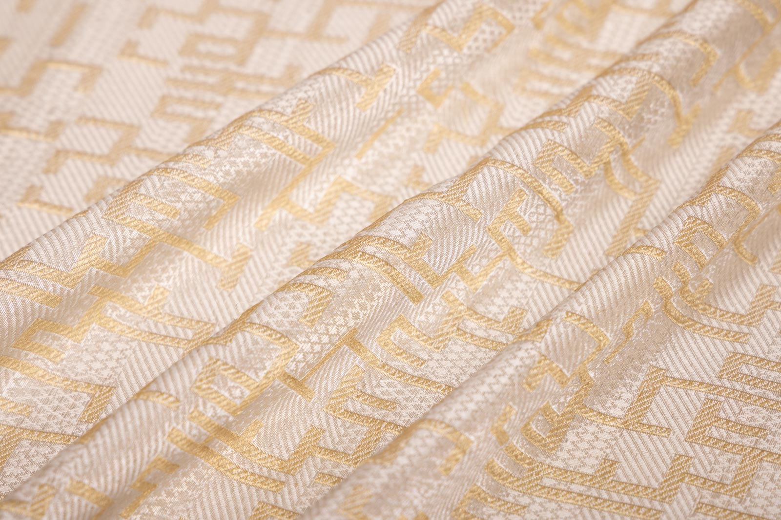 Off-White Handwoven Banarasi Silk Fabric
