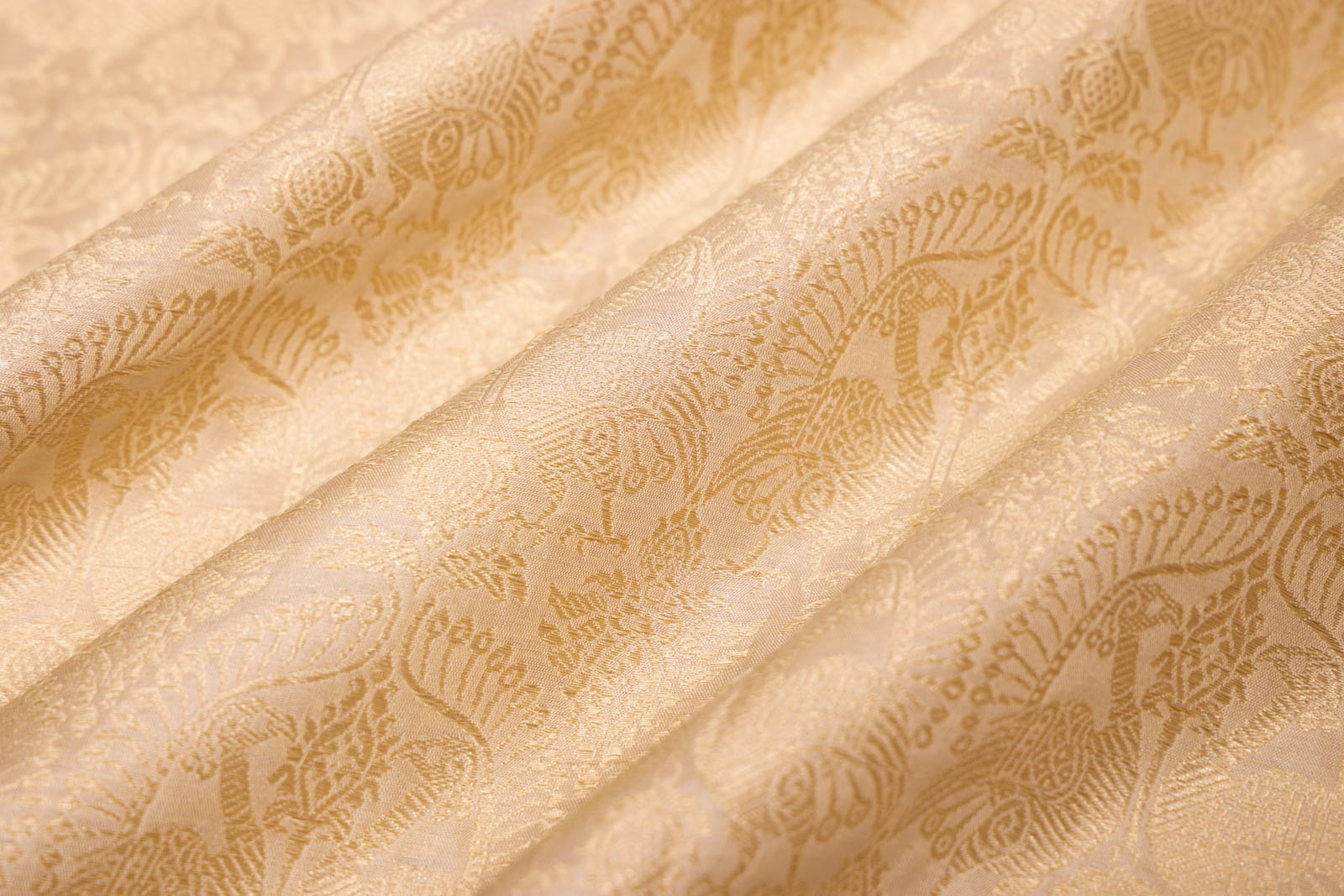 Ivory Handwoven Banarasi Silk Fabric