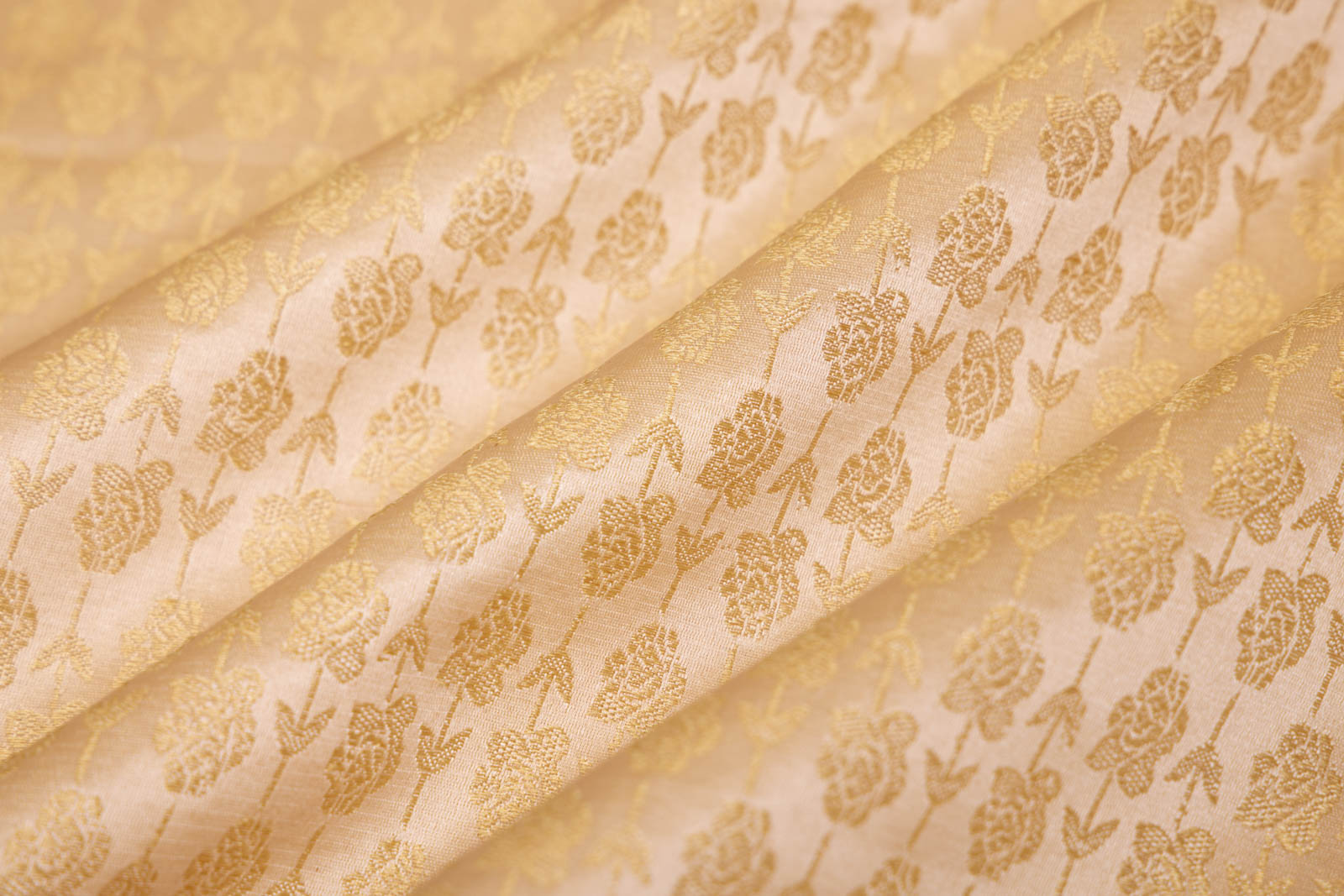 Beige Handwoven Banarasi Silk Fabric