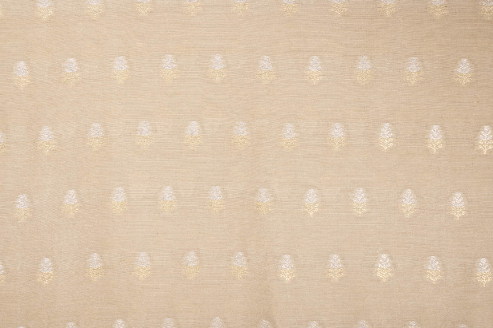 Beige Handwoven Banarasi Moonga Silk Fabric